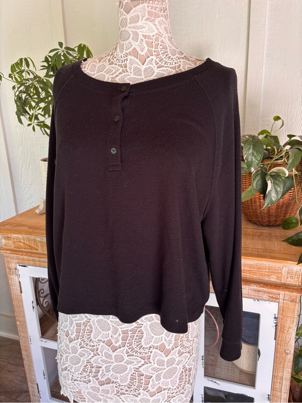 Victoria’s Secret Black Long Sleeve Henley